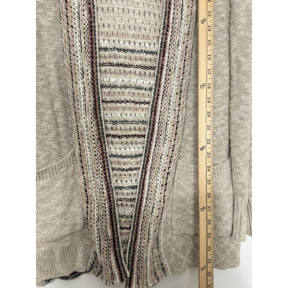 Natural Reflections Womens Boho Hooded Open Front Cardigan Oatmeal Size S - Picture 11 of 13